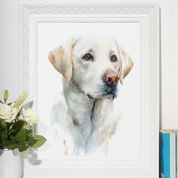 Watercolor Labrador Retriever Dog Portrait Wall Art Print, Unframed - Picture 7 of 7